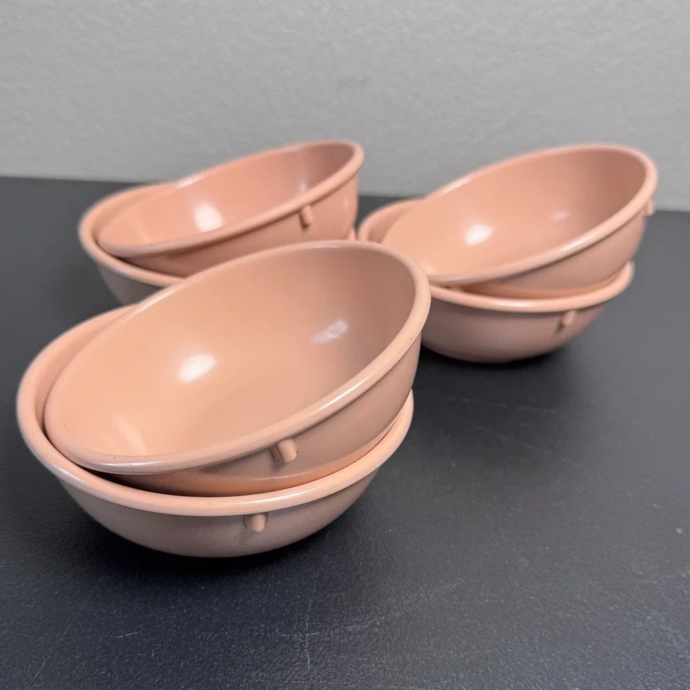 Vintage Dallas Ware Melamine Bowls Set of 6 Peach Pink B-81 MCM Made in USA
